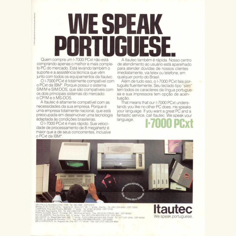 Itautec I-7000 PCxt We Speak Portuguese Revista Microsistemas