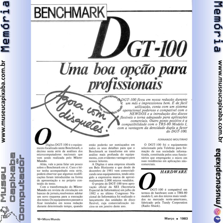 Memória Digitus DGT-100 Revista Micro Mundo 1983 1