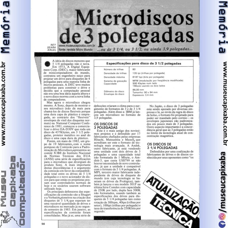 Microdiscos de 3 polegadas Revista Micromundo mai 83 p1