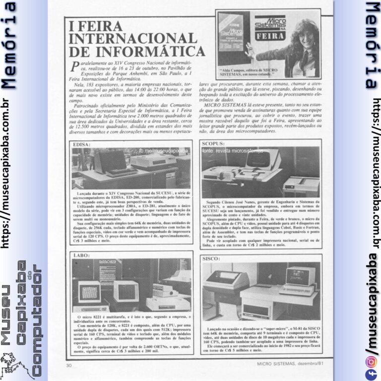I Feira Internacional de Informática Anhembi São Paulo Revista Micro Sistemas 1981 1