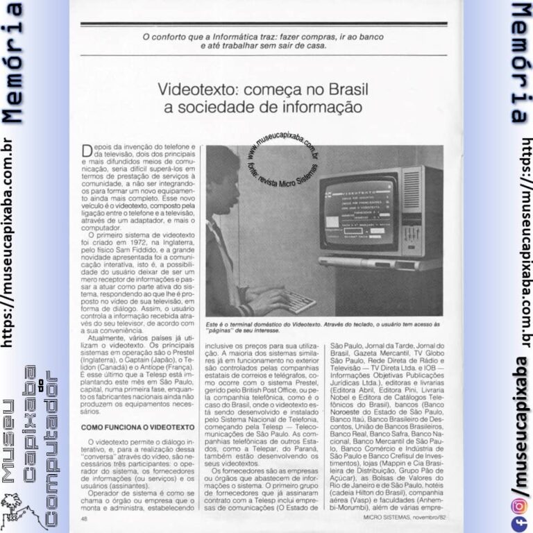 videotexto começa no brasil Revista Microsistemas 1982 1