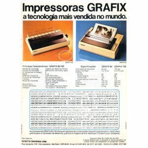 Scritta Grafix 80 e Grafix 100 - Impressoras - Revista Microsistemas - 1984