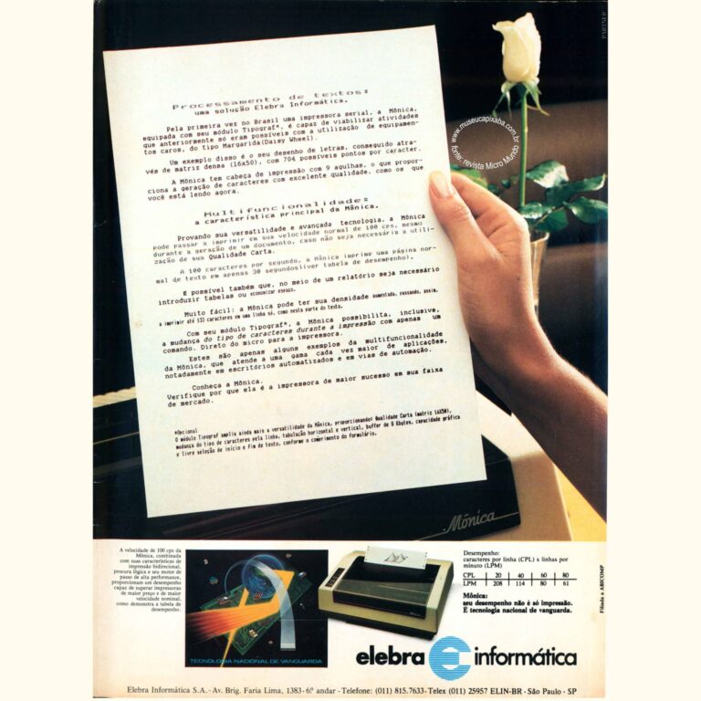 Impressora Elebra Mônica - Revista Micromundo - 1984