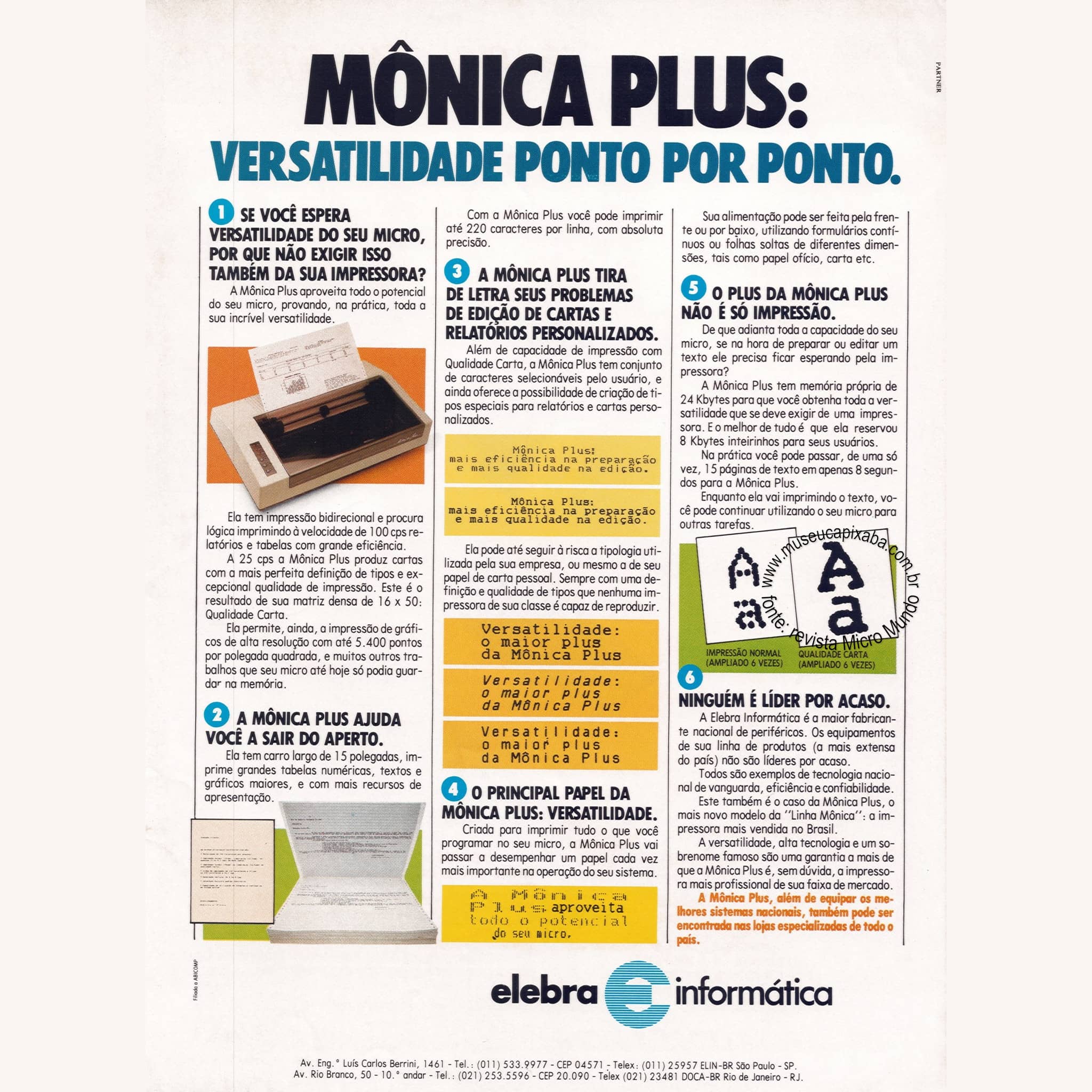 Elebra Mônica Plus - Revista Micromundo - 1984