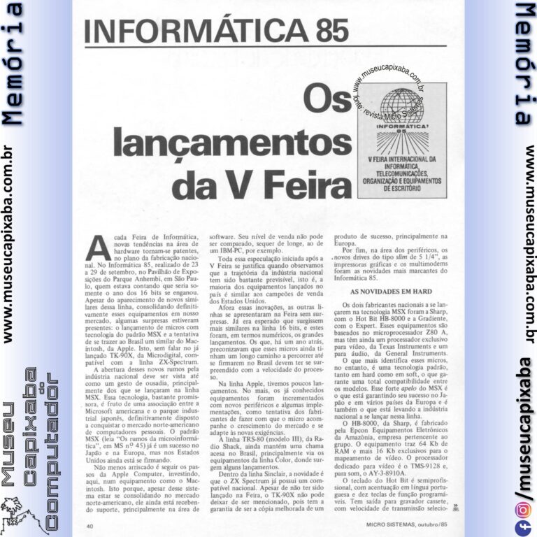 V Feira Internacional de Informática - Revista Microsistemas - 1985 1