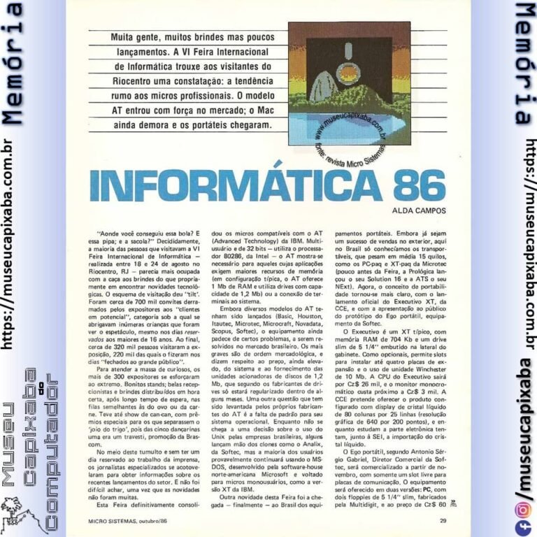 VI Feira Internacional de Informática - Revista Microsistemas - 1986 1