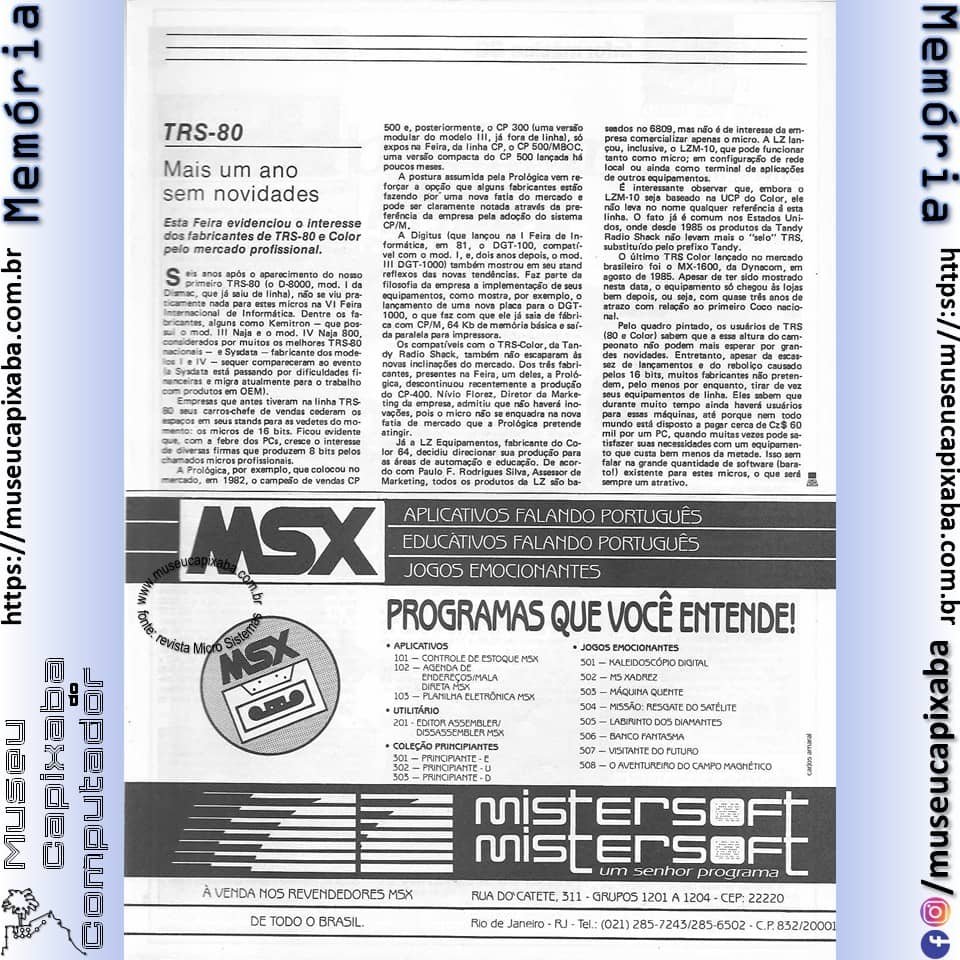 VI Feira Internacional de Inform&aacute;tica - Revista Microsistemas - 1986 8